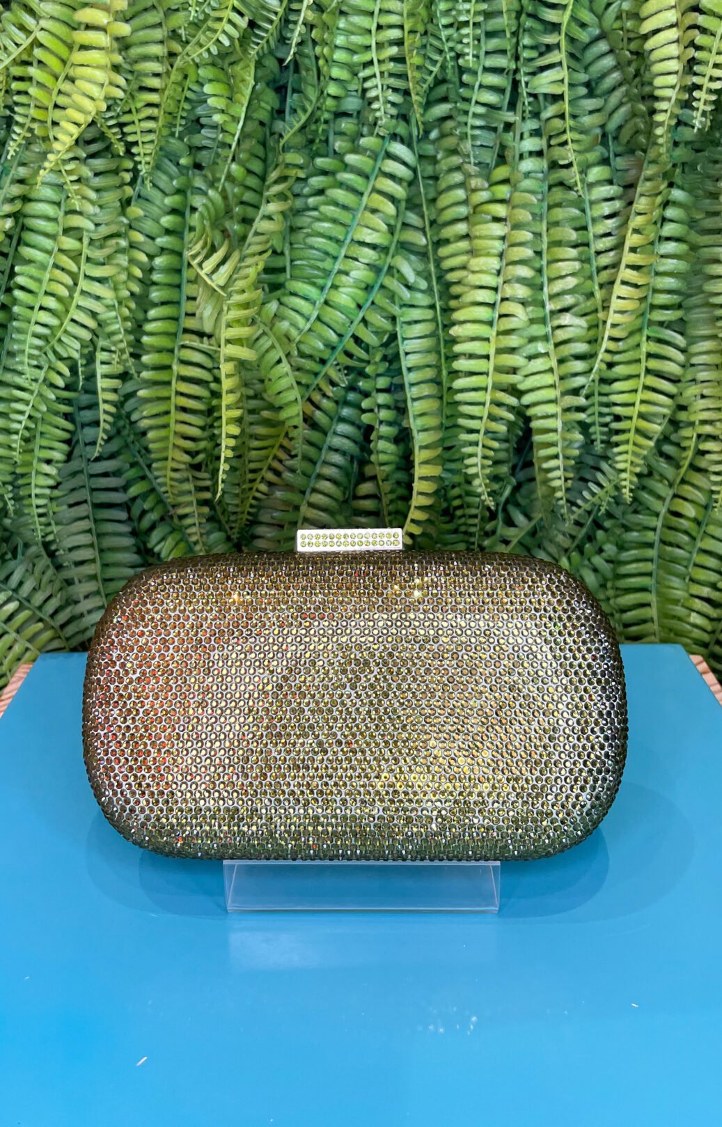 CLUTCH STRASS VERDE OLIVA