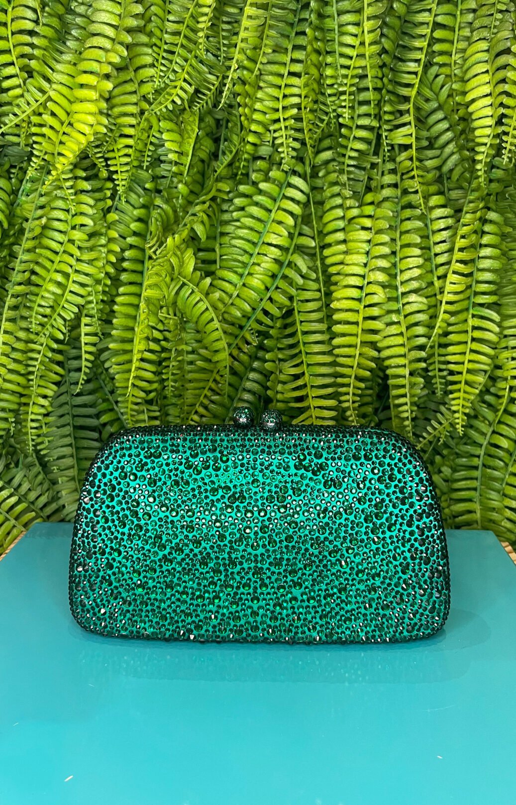 CLUTCH STRASS SWAROVSKI VERDE BANDEIRA