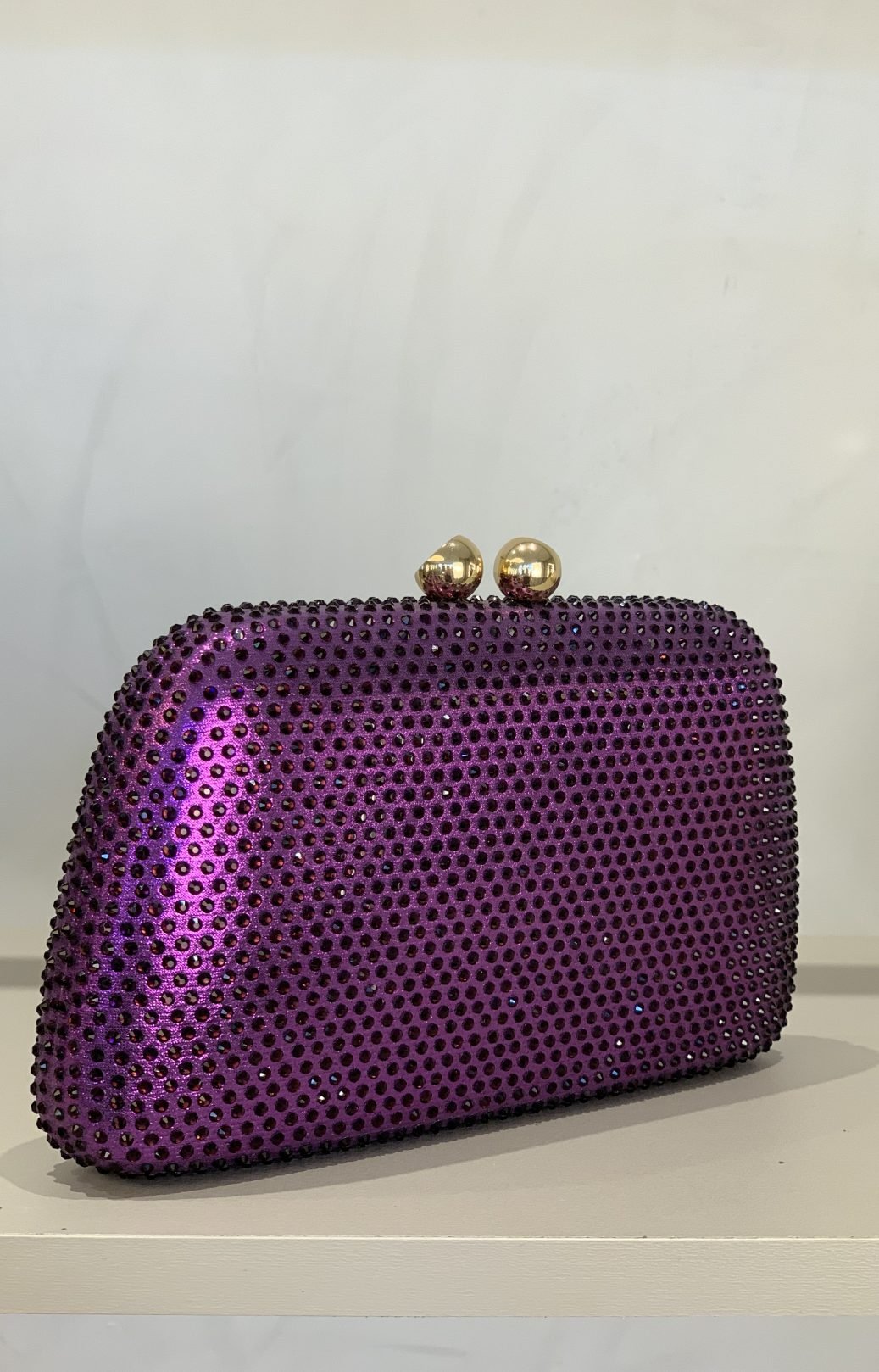 CLUTCH STRASS SWAROVSKI RETANGULO ROXO