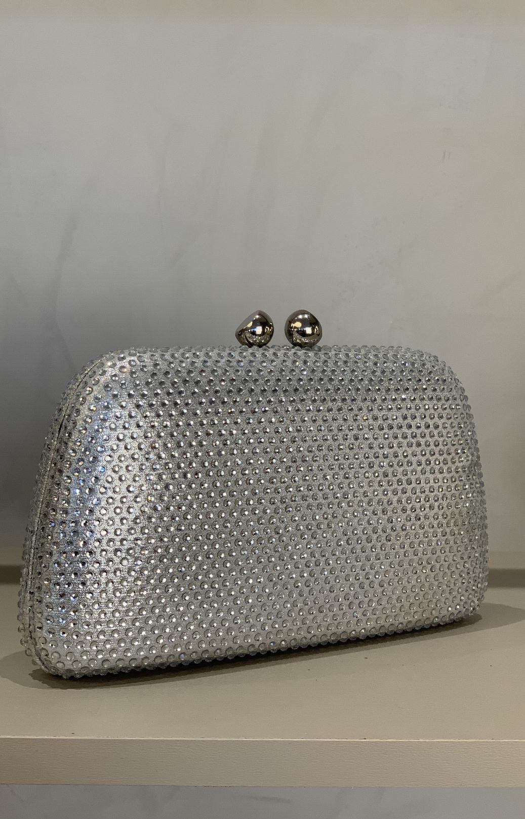 CLUTCH STRASS SWAROVSKI RETANGULO PRATA